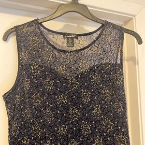 Long navy black and gold flapper dress